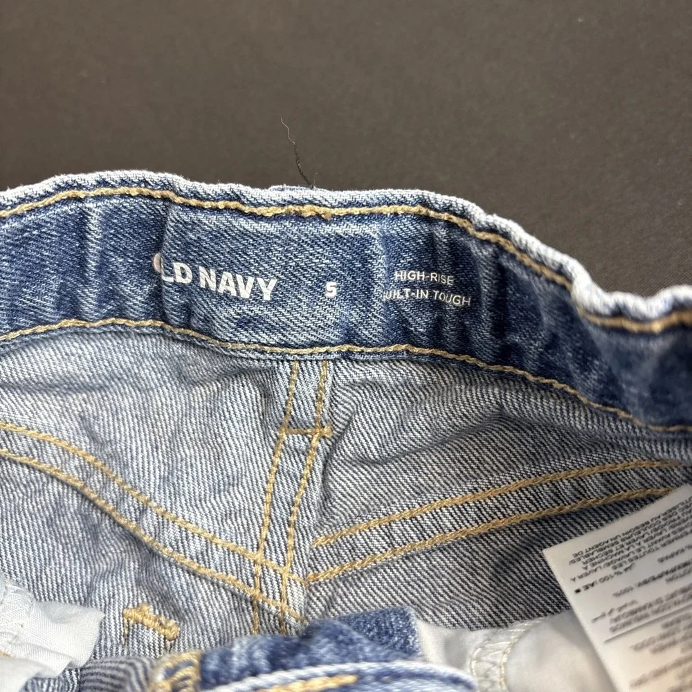 OLD NAVY Hi-Rise Light Denim Distressed Adjustable Waist Girls Shorts Size 5